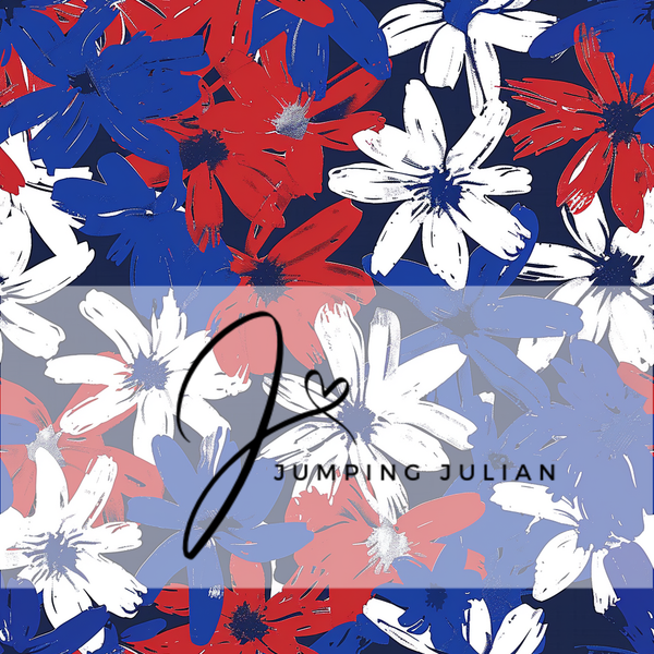 358 Red White Blue Floral